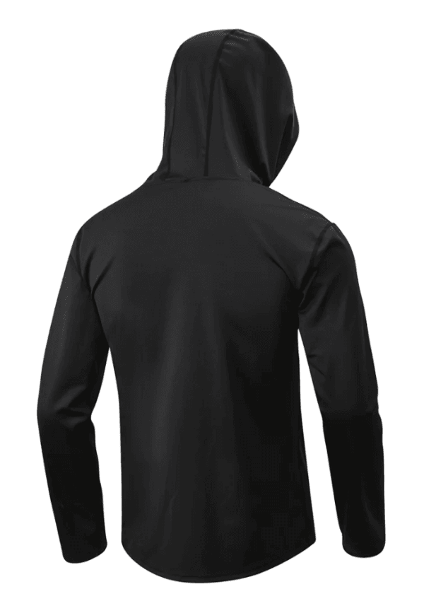 Black Mens Long Sleeve Hooded Top - Image 2